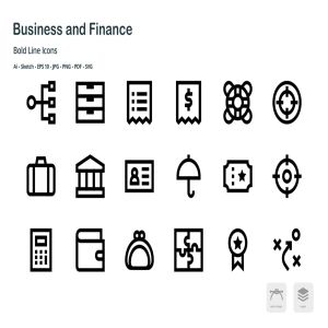 商业&金融主题粗线条风格矢量一流设计素材网精选图标 Business and Finance Mini Bold Line Icons插图6