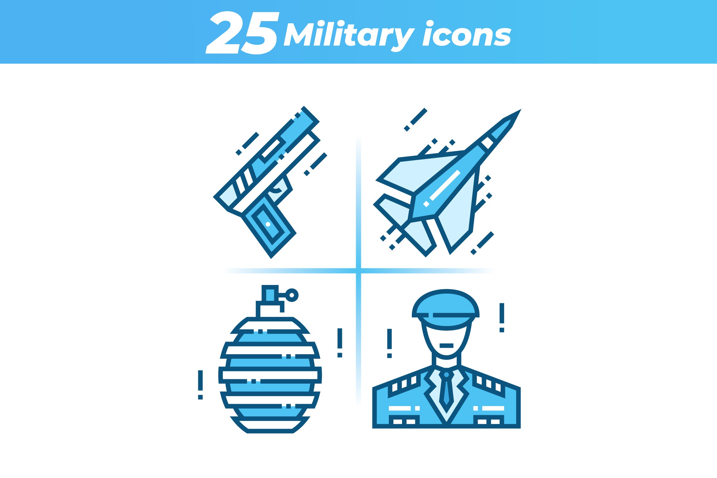 25枚军事主题矢量一流设计素材网精选图标 25 Military Icons