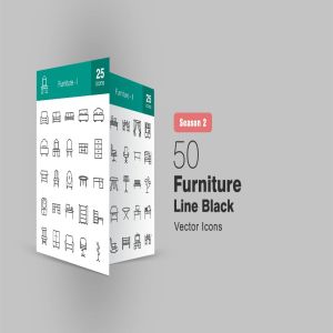 50枚家具系列线性一流设计素材网精选图标 II 50 Furniture Line Icons Season II