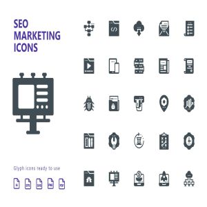 25枚SEO搜索引擎优化营销矢量字体一流设计素材网精选图标v1 SEO Marketing Glyph Icons插图2
