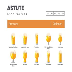 Astute系列-70枚啤酒主题矢量一流设计素材网精选图标 Brewery Icons – Astute Series