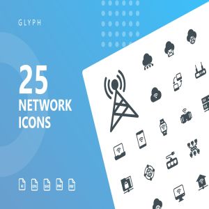 网络科技主题矢量字体一流设计素材网精选图标 Network Glyph Icons