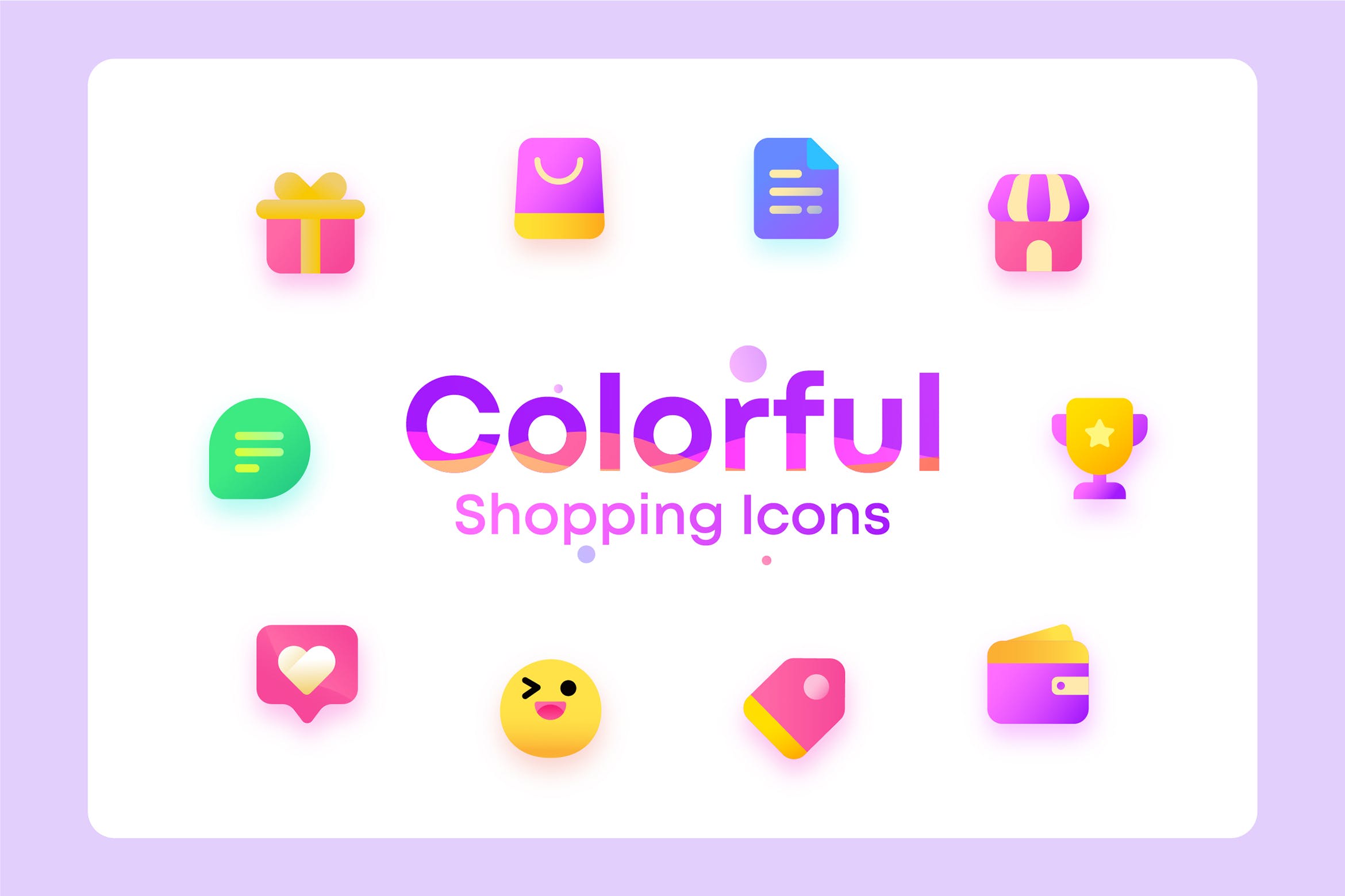 丰富多彩电子商务购物矢量一流设计素材网精选图标 Colorful Shopping, ecommerce Illustration Icons