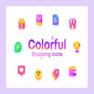 丰富多彩电子商务购物矢量一流设计素材网精选图标 Colorful Shopping, ecommerce Illustration Icons