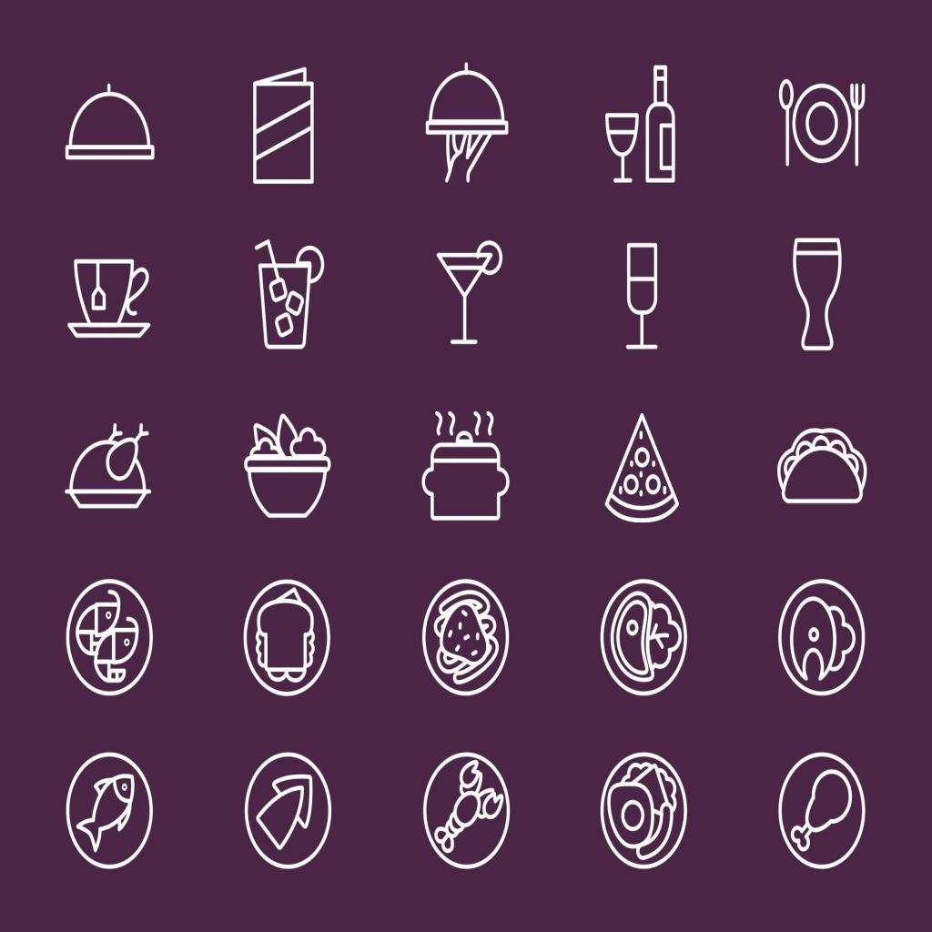 可用的矢量线性一流设计素材网精选图标 25 restaurant menu icons