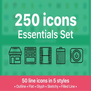 一流设计素材网下午茶：250枚Web&APP设计必备一流设计素材网精选图标素材合集