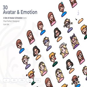 30枚彩色人物头像&表情矢量一流设计素材网精选图标 30 Avatar and Emotion Icons