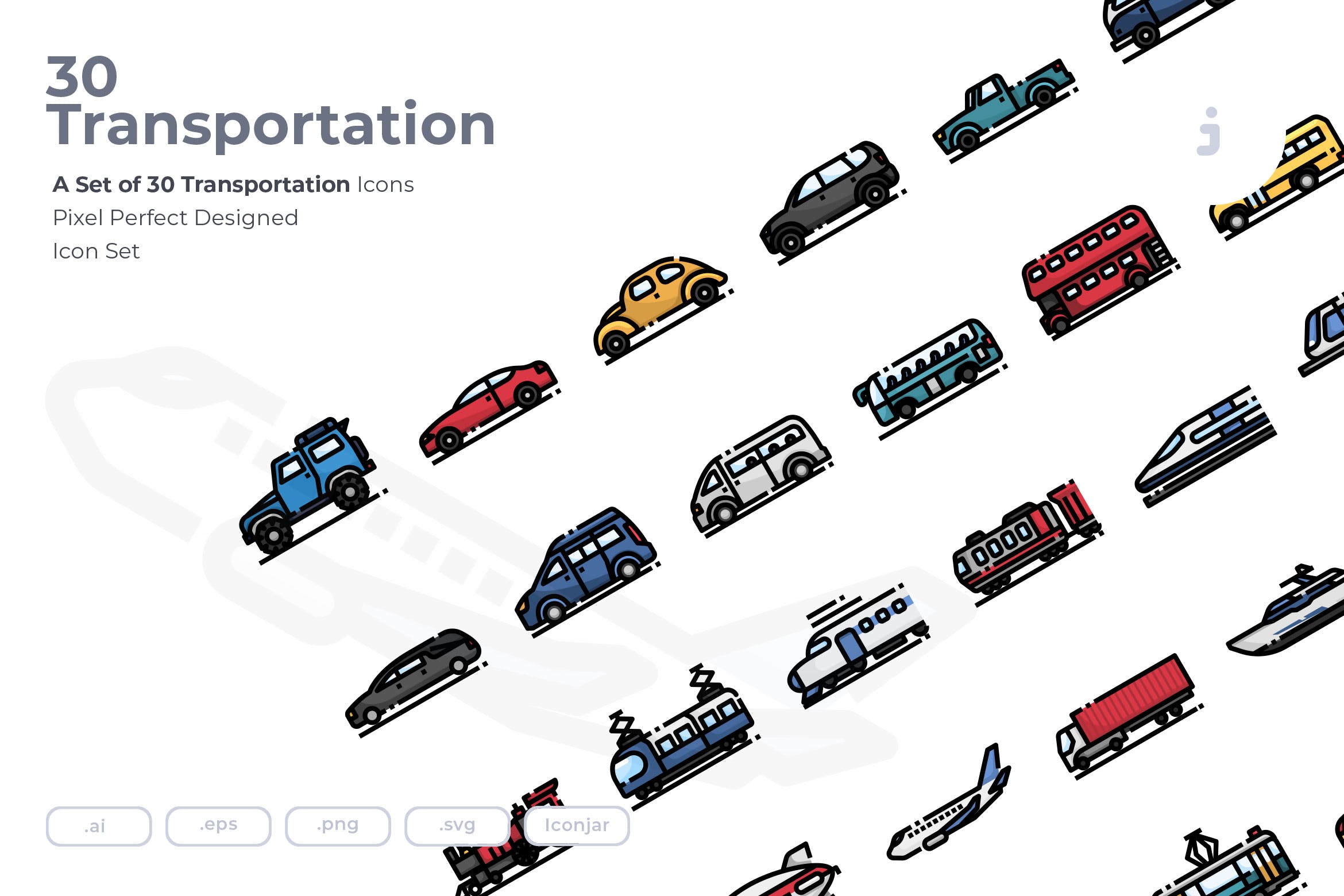 30枚现代交通工具矢量一流设计素材网精选图标 30 Transportation Icons