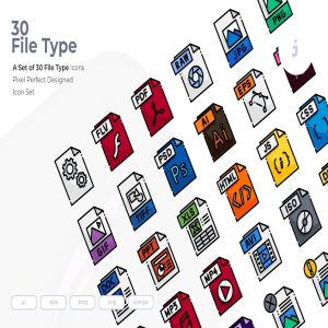 30种文件格式矢量一流设计素材网精选图标 30 File Type Icons