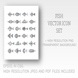 各种鱼类矢量一流设计素材网精选图标素材 Fish vector icon set (3 options)