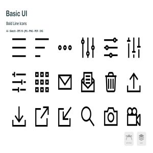 基础UI设计操作选项矢量线性一流设计素材网精选图标 Basic User Interface Mini Bold Line Vector Icons