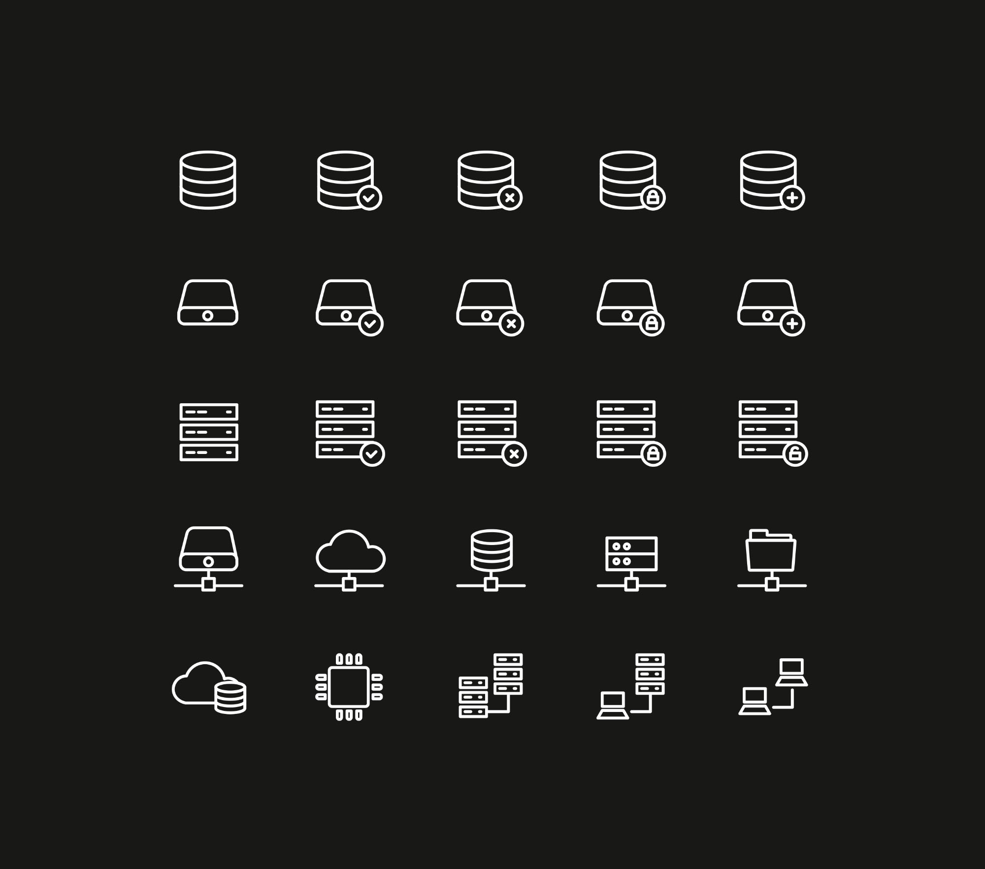 25枚数据存储矢量线性一流设计素材网精选图标 25 Database Storage Icons
