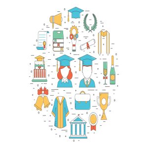 毕业主题矢量线性一流设计素材网精选图标素材 Graduation Thin Line Icons