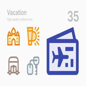 35枚假期主题轮廓线矢量一流设计素材网精选图标 Vacation